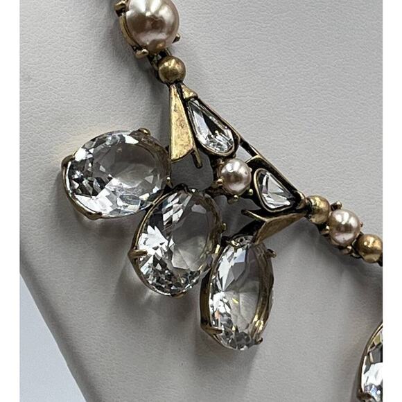 J. Crew Gold Tone Large Faceted Clear Oval Rhinestone Statement Necklace - Picture 16 of 16